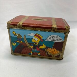 VTG NESTLE 1992 SIMPSON‎ PIRATE THEMED BUTTERFINGER TIN BANK FEATURING BART